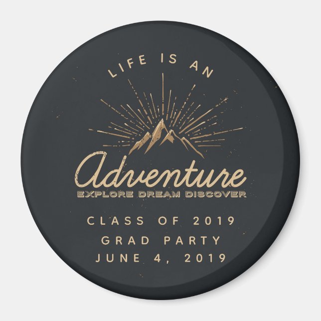 Livet är ett äventyrsberg med gyllene solstrålar magnet (Framsidan)