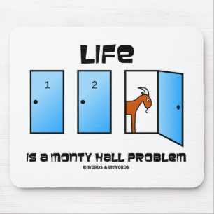 Livet är ett Monty Hall-problem (tre dörrar) Musmatta