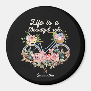 Livet är ett vackert citat Vår Blommigt Namn Magnet