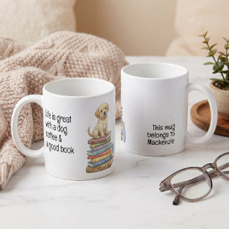 Livet är fantastiskt med en hund och en bra bok kaffemugg