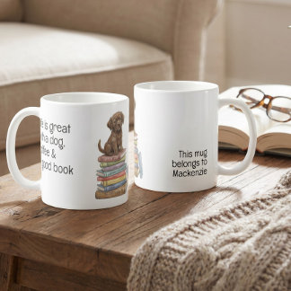 Livet är fantastiskt med en hund och en bra bok kaffemugg