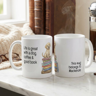 Livet är fantastiskt med en hund och en bra bok kaffemugg