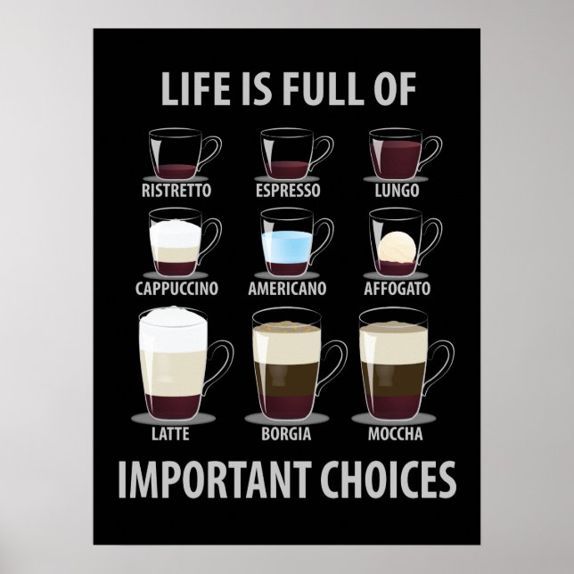 Livet är Fullt av viktiga val - kaffe Älskare Poster (Framsidan)