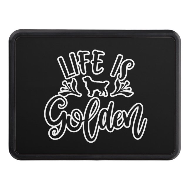 Livet är Golden. Coola Golden Retriever Design Idé Dragkroksskydd (Framsidan)