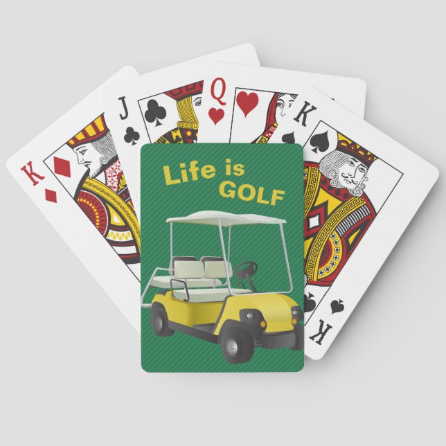 Livet är Golf Grönt Gult Cart Spelkort (Baksidan)