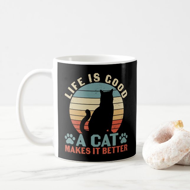Livet Är Gott En Katt Gör Det Bättre Kaffemugg (Med munk)