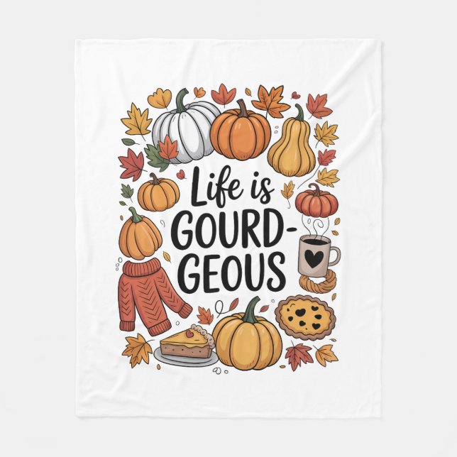 Livet är Gourd-Geous Fall Fleecefilt (Framsidan)
