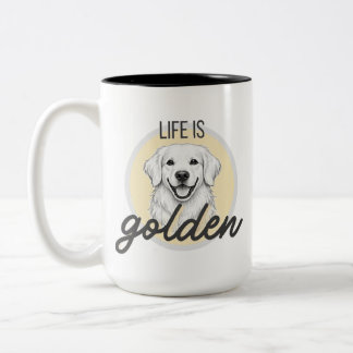 Livet är gyllene | Söt gyllene retriever | Hundmug Två-Tonad Mugg