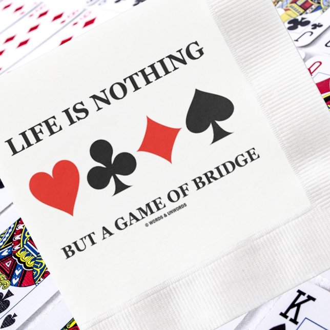 Livet är inget annat än ett spel för bron (Card Ko Pappersservett (Showcase your feelings for the game of bridge with this four card suit paper napkin w/ bridge saying)