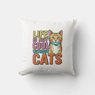 Livet är inte coolt utan katter Vintage katt tröja Kudde