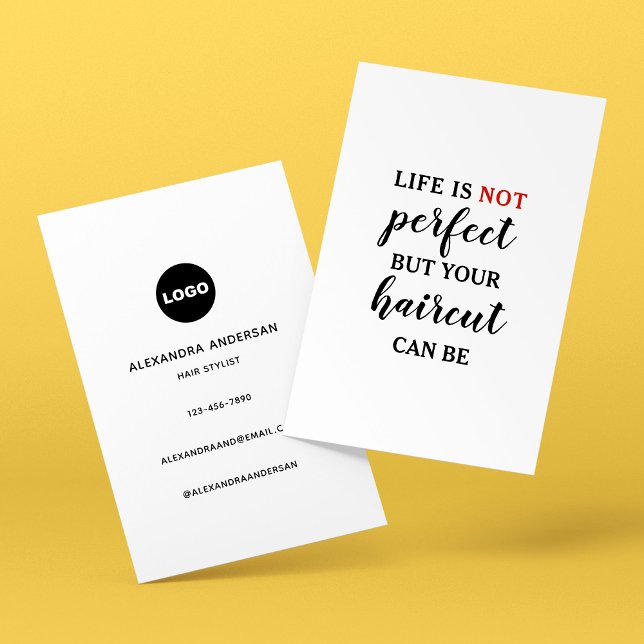 Livet är INTE perfekt Modern frisörstylist Citat Visitkort (Life Is NOT Perfect Modern Hairstylist Quote Business Card)