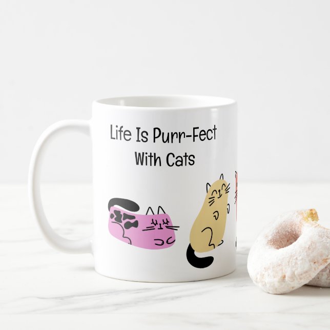 Livet är katt-luft med katter kaffemugg (Med munk)