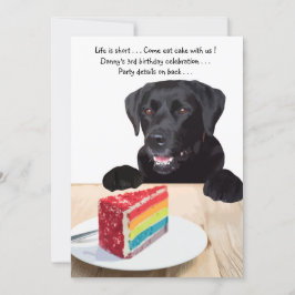 Livet är kort, ät kakan - Svart lab Inbjudningar