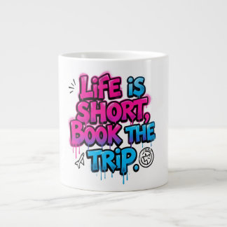 Livet är kort, boka resan Motivationscitat Jumbo Mugg