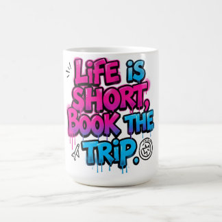 Livet är kort, boka resan Motivationscitat Kaffemugg