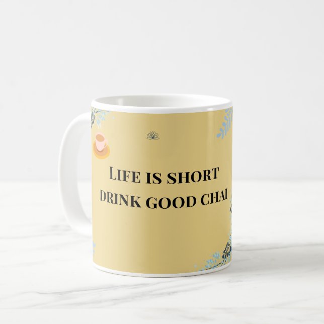 Livet är kort drick god Chai, rolig Desi Chai  Kaffemugg (Framsida vänster)