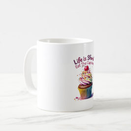 Livet är Kort, Eat Cupkaka - Lustigt och svenskt Kaffemugg