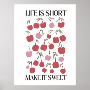 Livet Är Kort Gör Det Sött Citat Boho Vildblomma  Poster