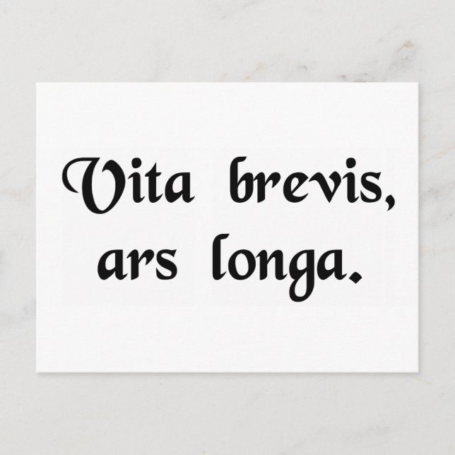 Livet är kort, konsten är lång. vykort (Framsida)