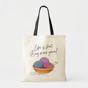 Livet är Kort - köp fler garner! Crafty Tote Bag Tygkasse
