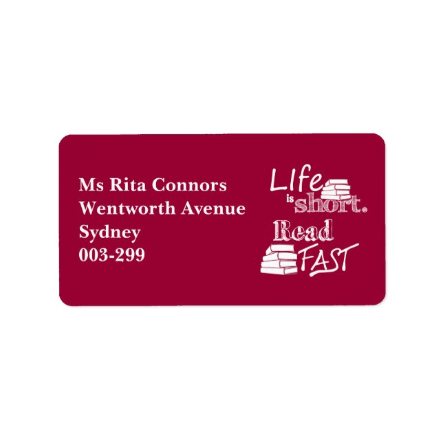 Livet är Kort, läs snabbt Adressetikett (Framsidan)