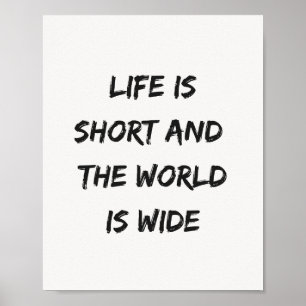 Livet Är Kort Resecitat Minimalistisk Typografi Poster