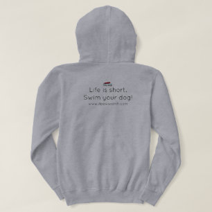 Livet är kort. Simma din hund! Huvan Svart Hund fr Hoodie
