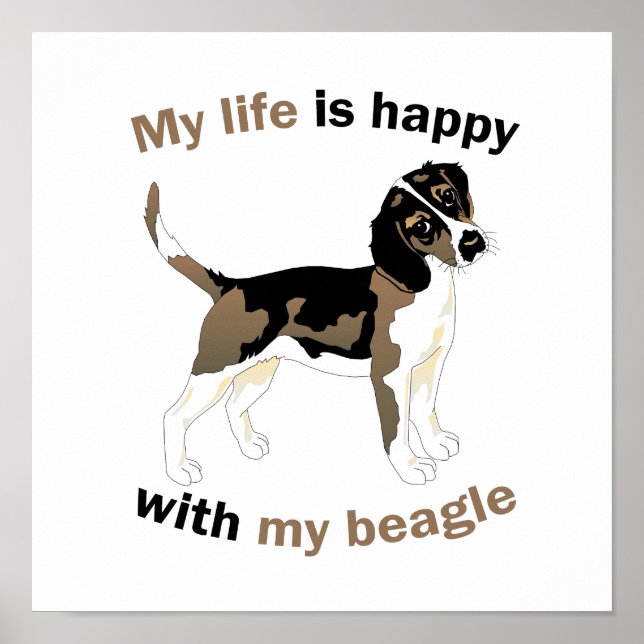 Livet är lycklig med min beagle poster (Framsidan)