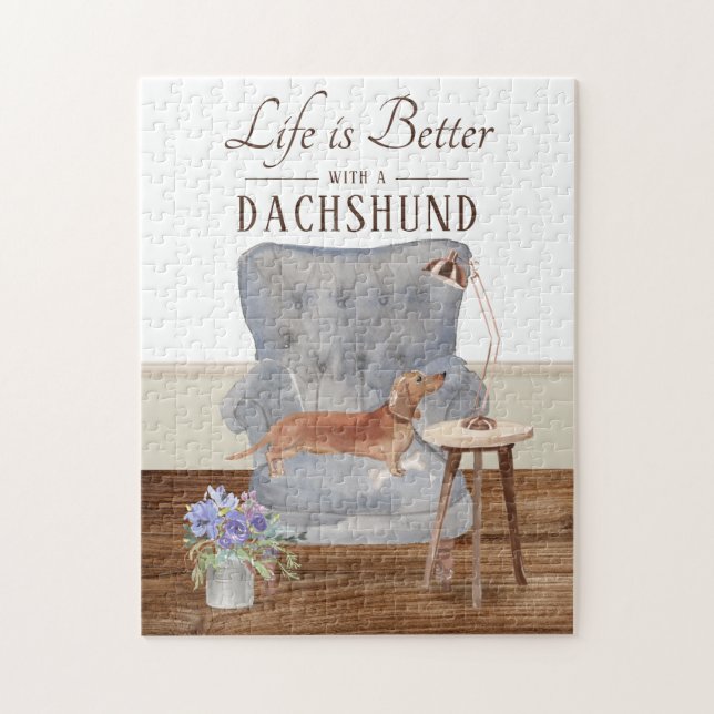 Livet är med en Dachshund Jigszons pussel (Vertikal)