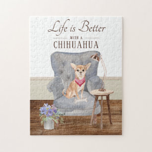 Livet är med ett Chihuahua Jigszle-pussel Pussel