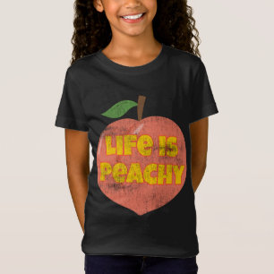 Livet är Peachy Retro Stil Distress Funny Fruit T Shirt