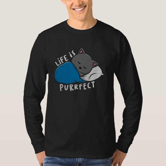 Livet är perfekt - Spipande Cat T-Shirt (Framsida)