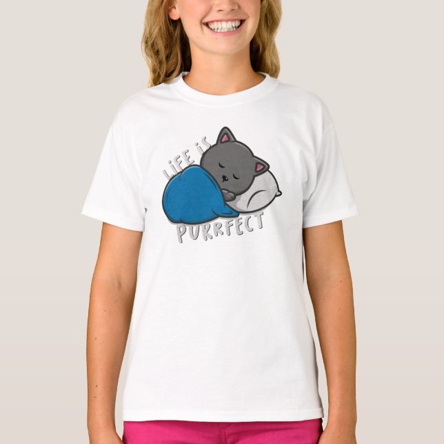 Livet är perfekt - Spipande Cat T-Shirt (Framsida)