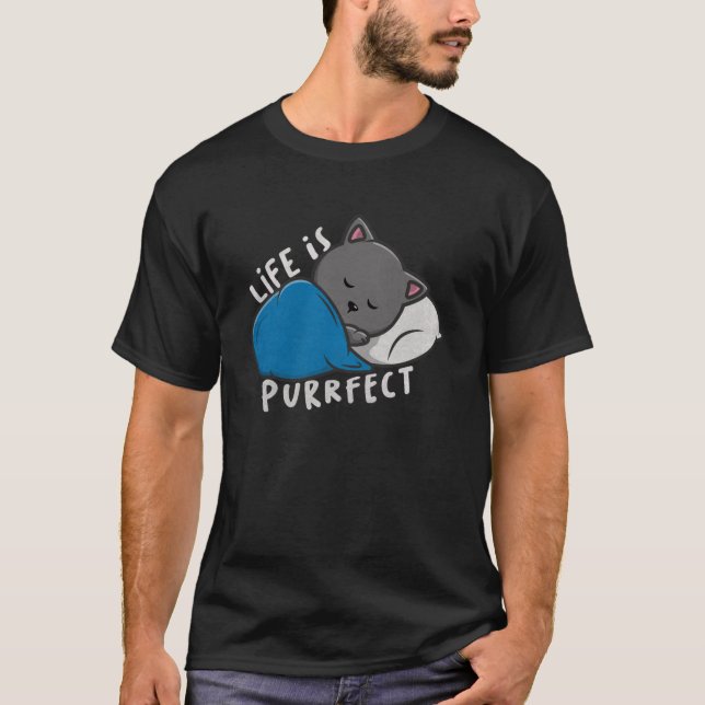 Livet är perfekt - Spipande katt T Shirt (Framsida)