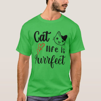 Livet är Purrfect Katter Husdjur Djur Ordspråk poj T Shirt