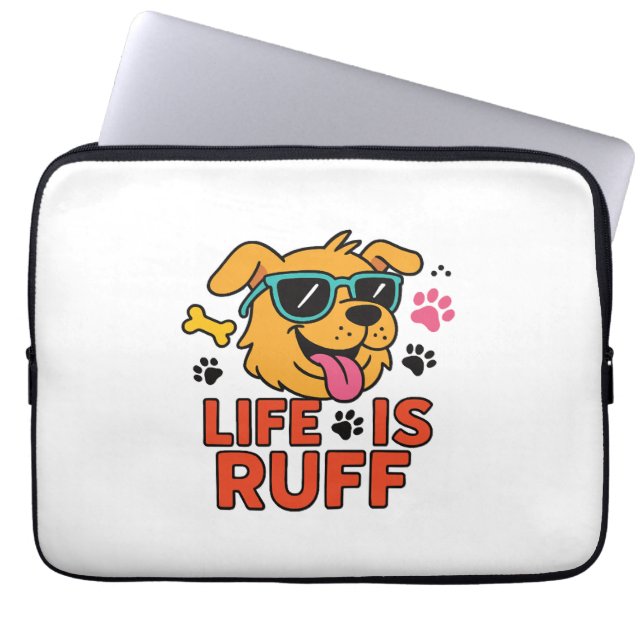 Livet är ruff - Rolig hund Tecknad Laptop Fodral (Framsidan)