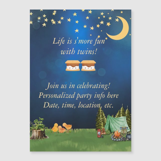 Livet är så mycket mer Roligt med Twillingars magn Magnetisk Inbjudningskort (Framsida)