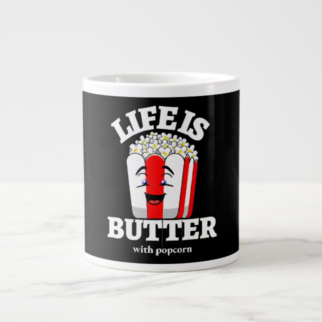 Livet är smör med popcorn jumbo mugg (Framsidan)