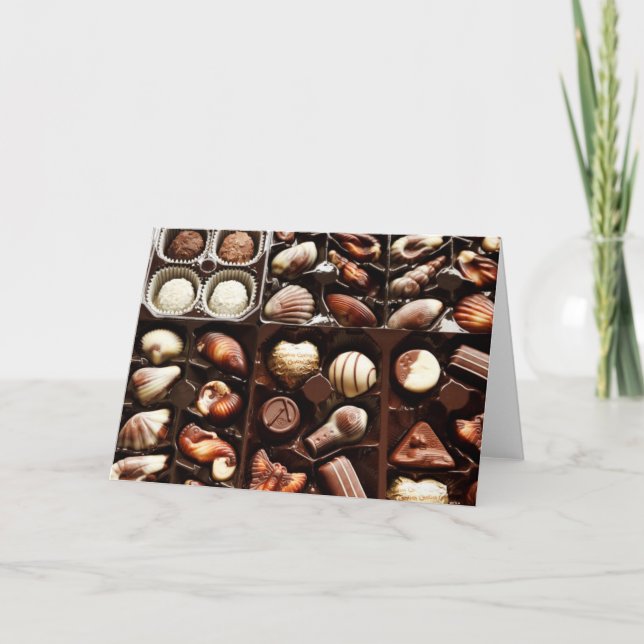 Livet är som en chokladask söt efterrätt helgkort (Framsida)