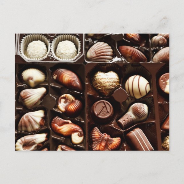 Livet är som en chokladask söt efterrätt vykort (Framsida)