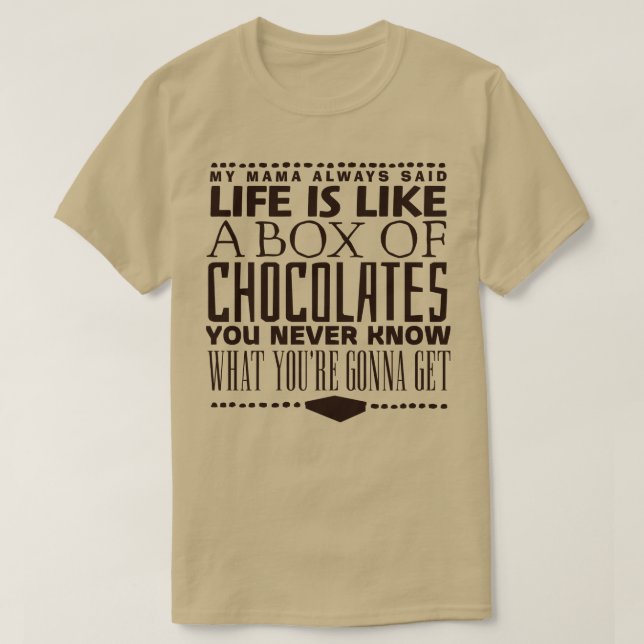 Livet är som en chokladlåda t shirt (Design framsida)