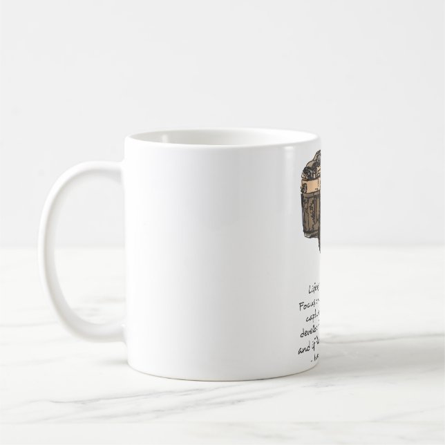 Livet är som en kamera Citat och illustration Kaffemugg (Vänster)