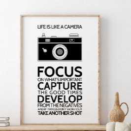 Livet är som en kamera, en inspirerande citat poster