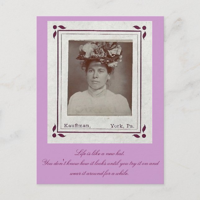 Livet är som en ny hatt... vykort (Framsida)