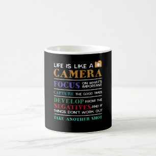 Livet är som ett fotografi av kameran kaffemugg