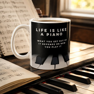Livet är som ett piano Inspirerande Kaffemugg