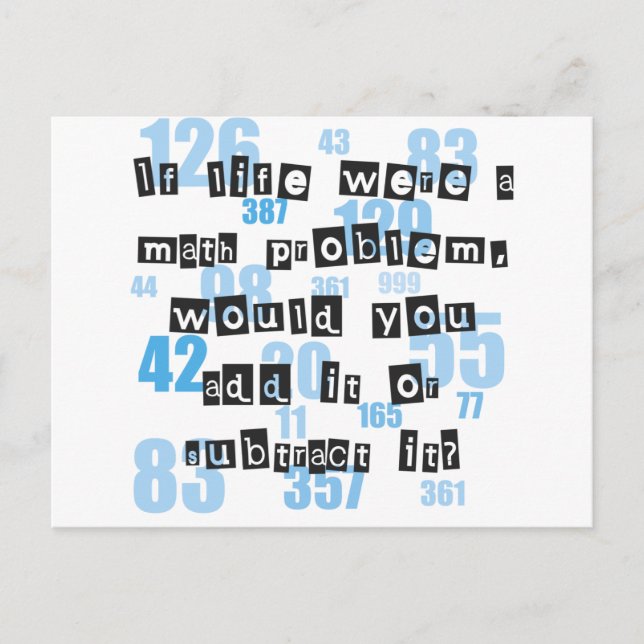 Livet är som matematik vykort (Framsida)
