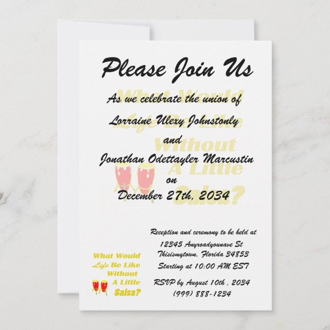 Livet är som om det inte fanns någon röd gult med  inbjudningar (Framsida)