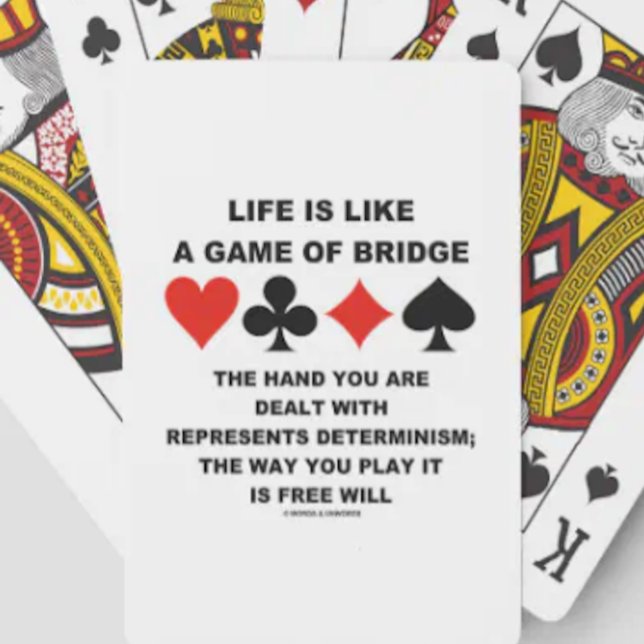 Livet är som om fritt spelrum är fritt från bron casinokort (Playing cards featuring 4 card suits along with the metaphor "Life Is Like A Game Of Bridge". )