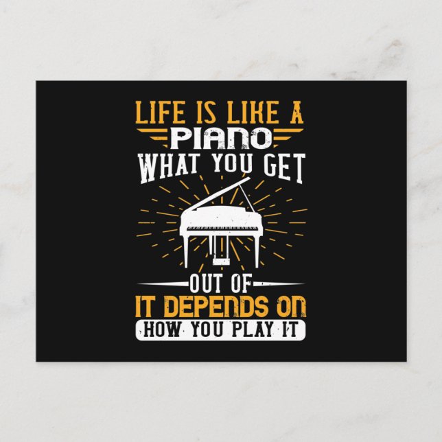 Livet är som Piano Meddelande Vykort (Framsida)